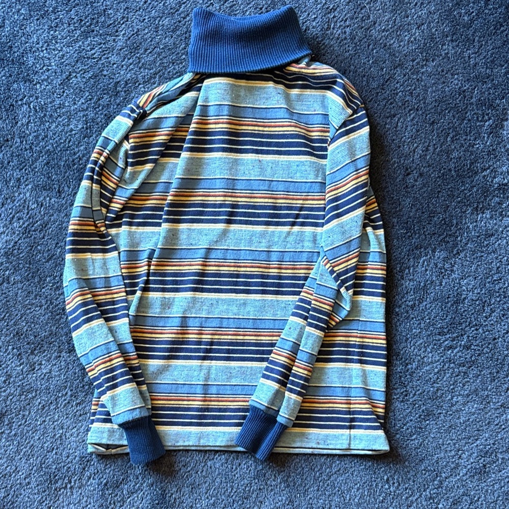1970s vintage Striped Blue and Gray boys Turtleneck